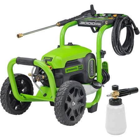 Greenworks 3000 PSI Pressure Washer (2.0 GPM Max) with Foam Cannon - Powerful Enough to Remove Pesky Dirt and Grime on Siding, Fences, Patios, Driveways, and Sidewalks