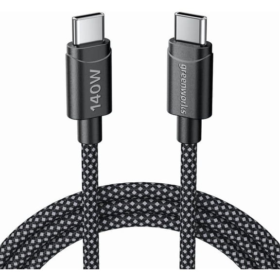 Greenworks 3FT USB C to USB C Cable, 140W USB-C Fast Charging Cord, USB 2.0 Bi-Directional Data Transer, Durable Braided Cord for Laptops, Tablets, iPhone 16 Series, iPad