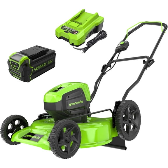 Greenworks 40V 19 BL Lawn Mower, 5.0Ah USB Battery and Charger Included