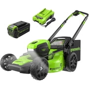 Greenworks 40V 21" Brushless Cordless Self-Propelled Lawn Mower LED Headlight + Aluminum Handles, 5.0Ah Battery and Charger Included 75+ Compatible Tools