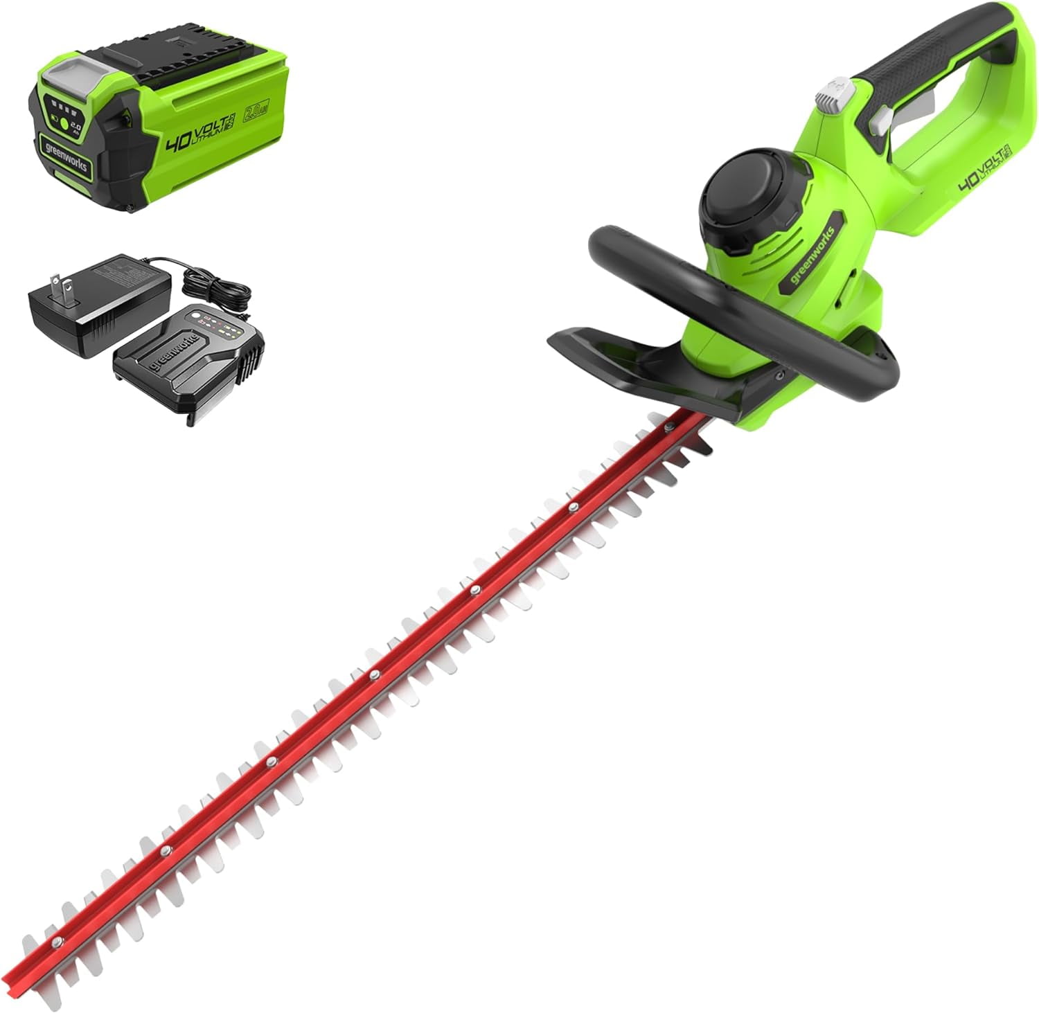 Greenworks 40V 24" Hedge Trimmer (1" Cutting Capacity), 2Ah USB Battery and Charger Included HT40B212