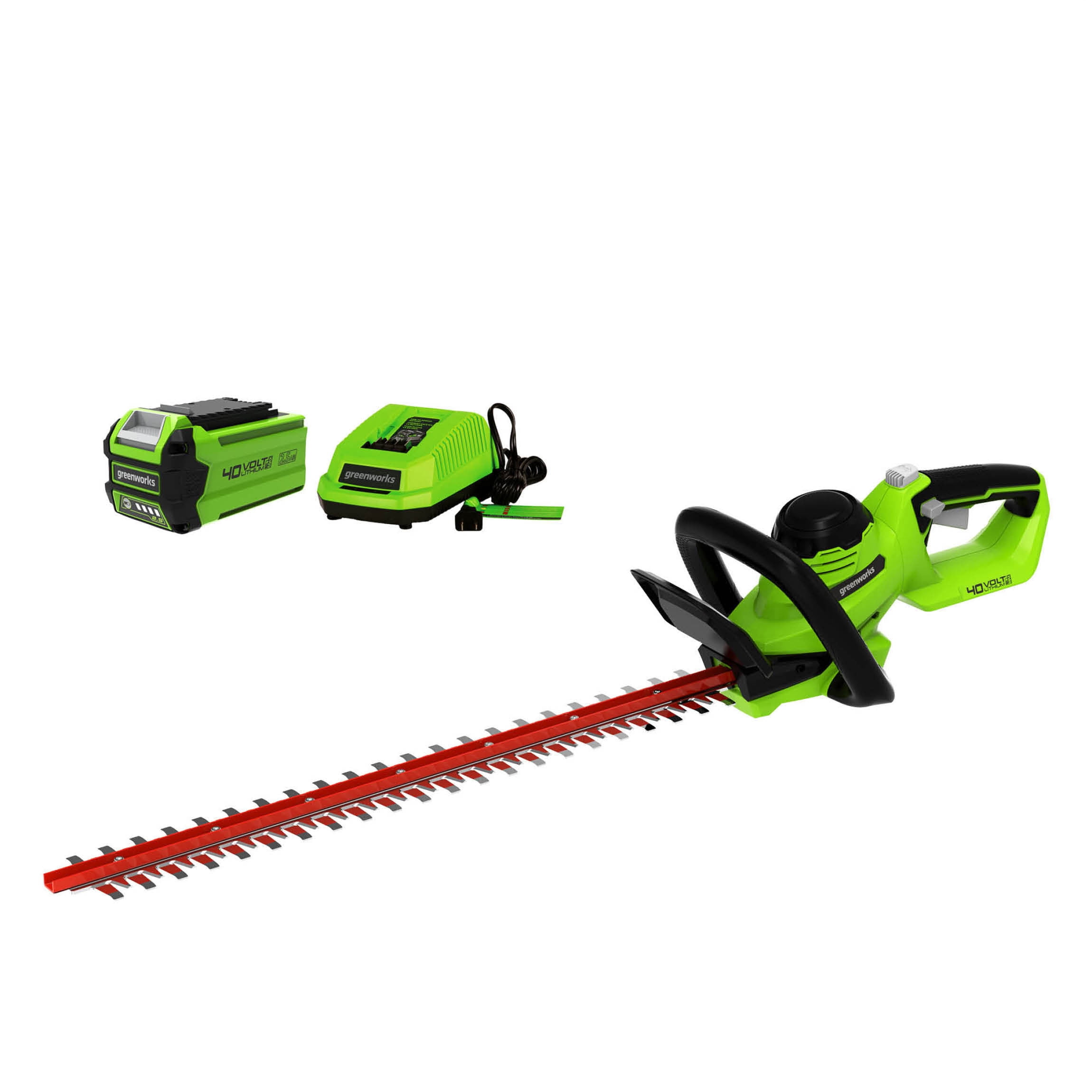 Greenworks 40V 24-inch Hedge Trimmer with 2.5 Ah Battery and Quick Charger, 2207902