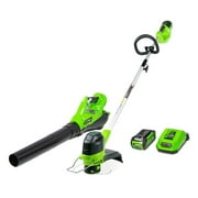 Greenworks 40V String Trimmer/Leaf Blower Combo with 2.0 Ah Battery, 1301202