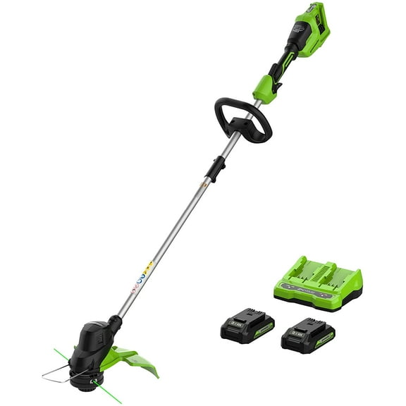 Greenworks 48V (2x24V) 15" Cordless String Trimmer + (2) 2Ah USB Batteries & Dual Port Rapid Charger