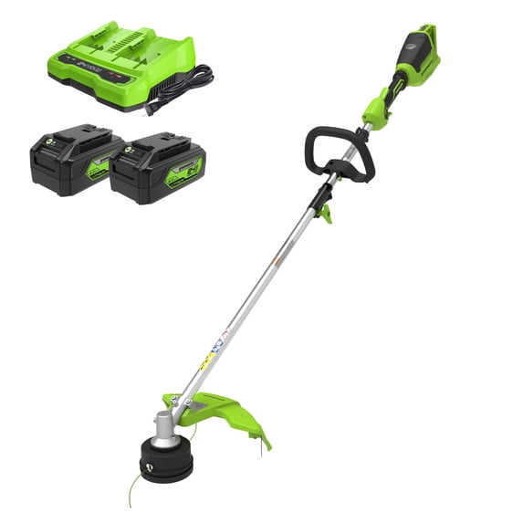 Greenworks 48V (24V x 2) 16" Brushless (Attachment Capable) String Trimmer with (2) 4Ah Batteries 2123402