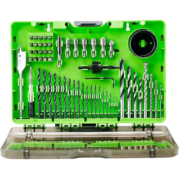 Greenworks 60 Piece Black Oxide Drilling and Driving Bit Set with Modular Case for Wood, Metal, Plastic, and Masonry
