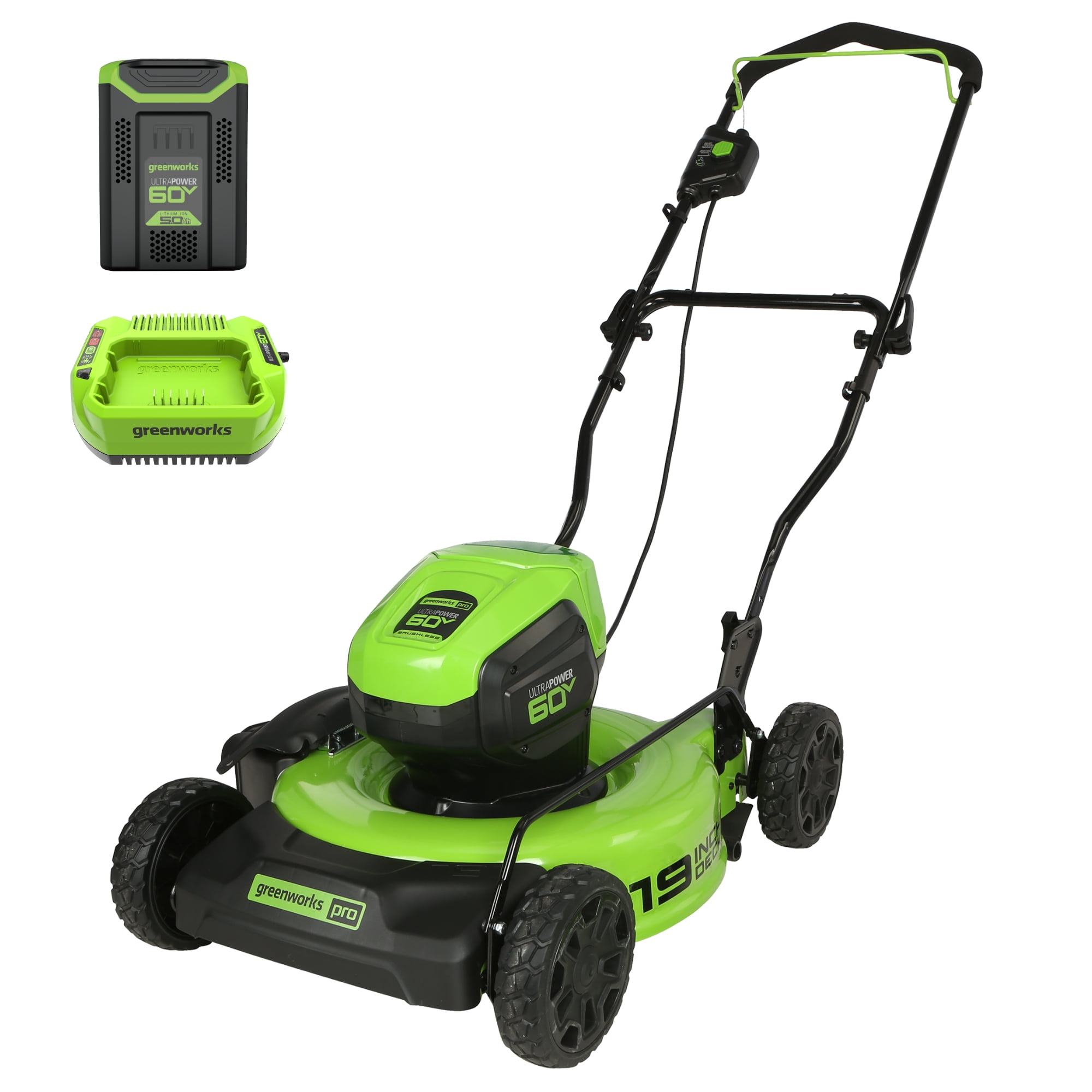 The Coupon deal of  "Greenworks Operated Power Lawn Mower 60V 19"" Cordless Push with 5.0Ah Battery & Charger"