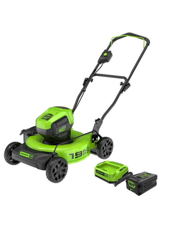 Greenworks 60V 19" Cordless Battery Push Lawn Mower with 5.0Ah Battery & Charger 2531802
