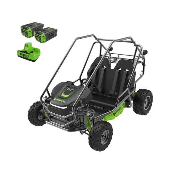 Greenworks 60V 2-Seat Electric Youth Go-Kart with (2) 8Ah Batteries and Dual Port Charger