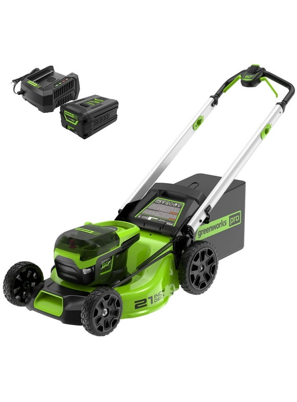 Greenworks 60V 21" Cordless Brushless Lawn Mower with 5.0Ah Battery & Charger
