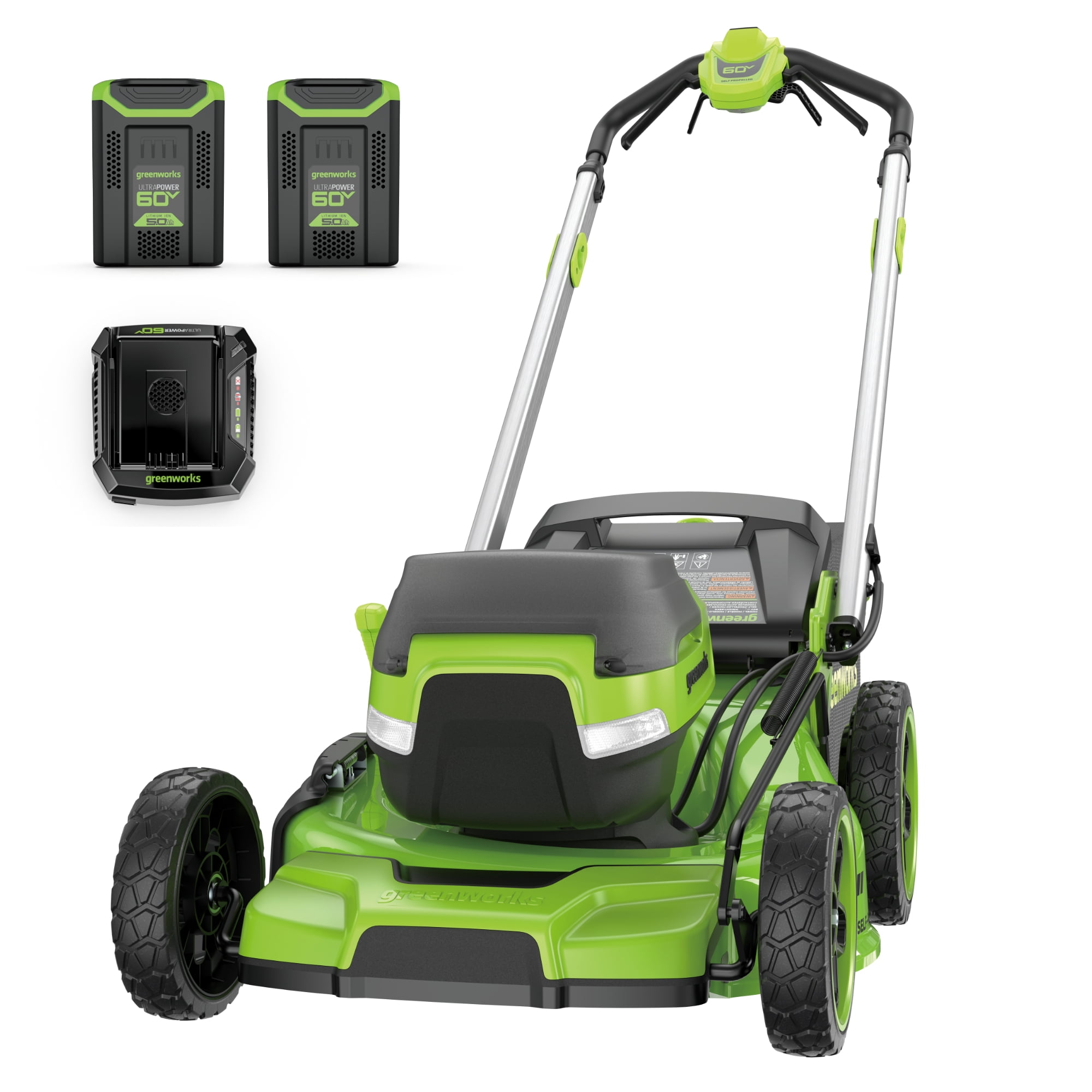 Greenworks 60V 21 Self Propelled Lawn Mower with 2 5.0 Ah Batteries Rapid Charger 2546202 Walmart