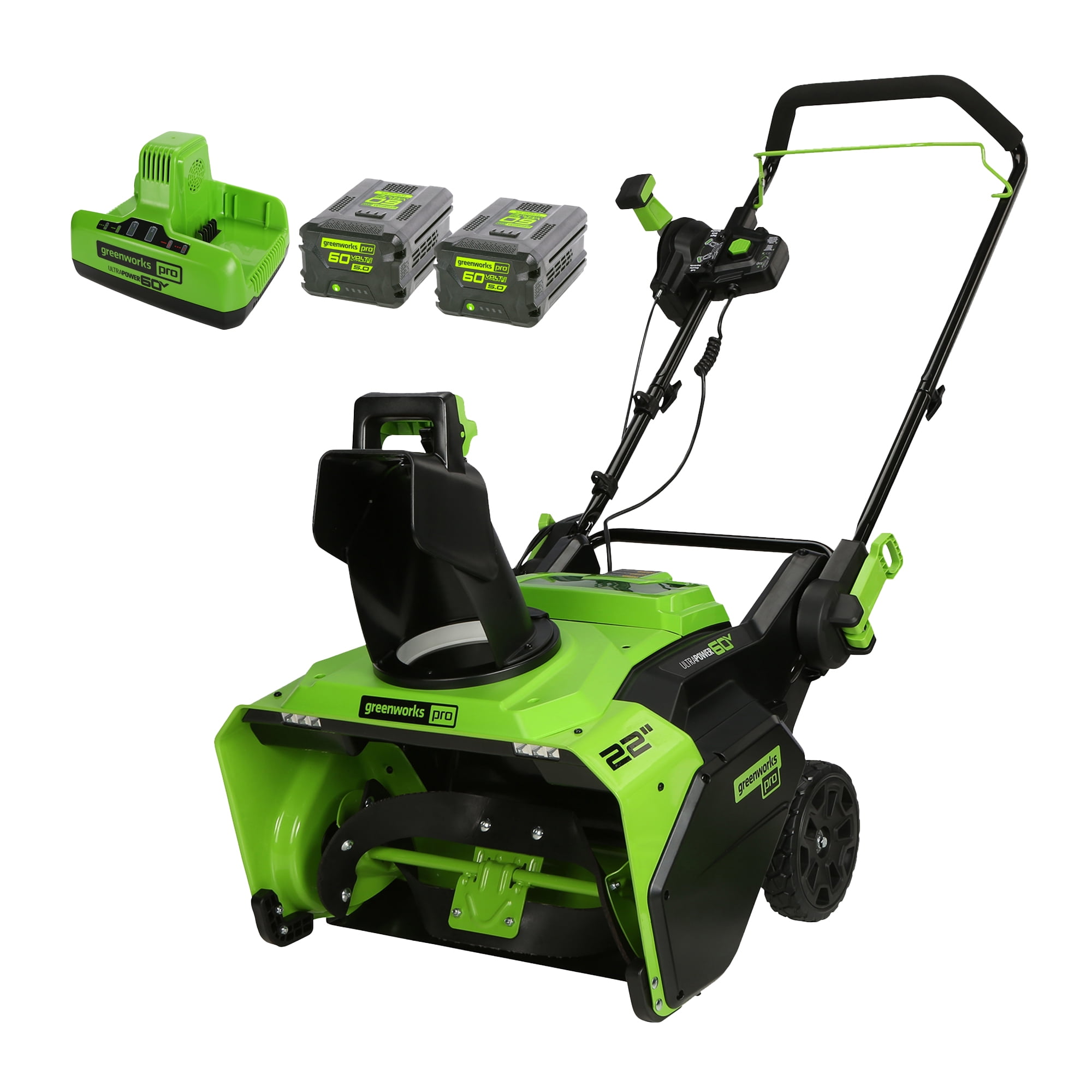 Greenworks 60V 22" Snow Blower Battery Powered Brushless Motor, Dual Batteries & Charger Included