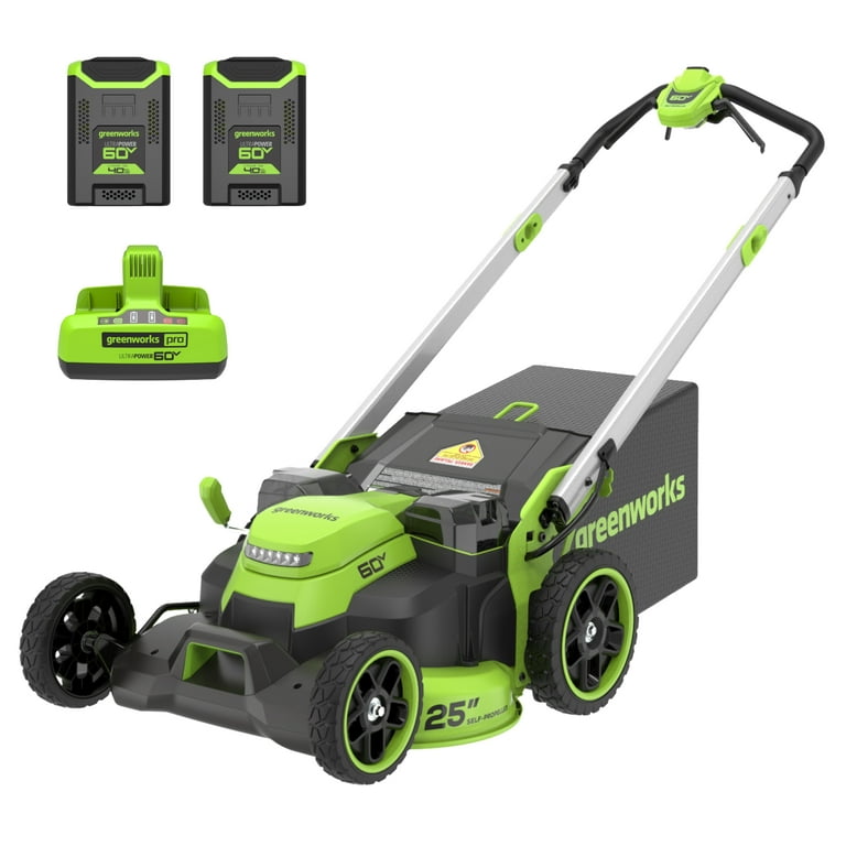 Greenworks 60V 25 Self Propelled Lawn Mower with 2 4.0 Ah Batteries Rapid Charger 2546002 Walmart