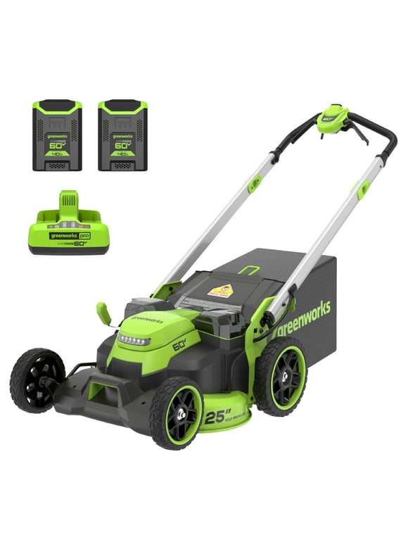 Greenworks 60V 25" Self-Propelled Lawn Mower with (2) 4.0 Ah Batteries & Rapid Charger 2546002