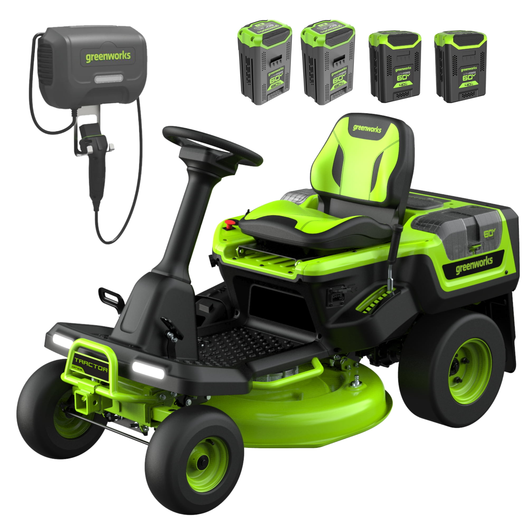 Greenworks 60V 30" CrossoverT Riding Lawn Tractor with (2) 8.0 Ah, (2) 4.0 Ah Batteries & 600-Watt Charger 7430102