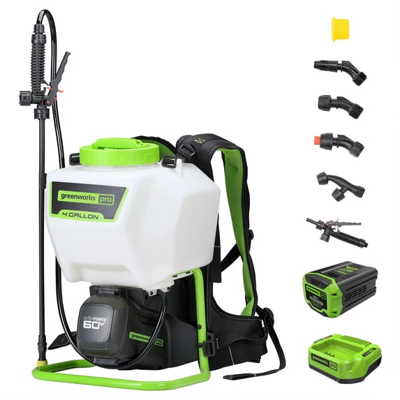 Greenworks 60V 4 Gallon Cordless Battery Backpack Sprayer with 2.0Ah Battery & Charger 5301202