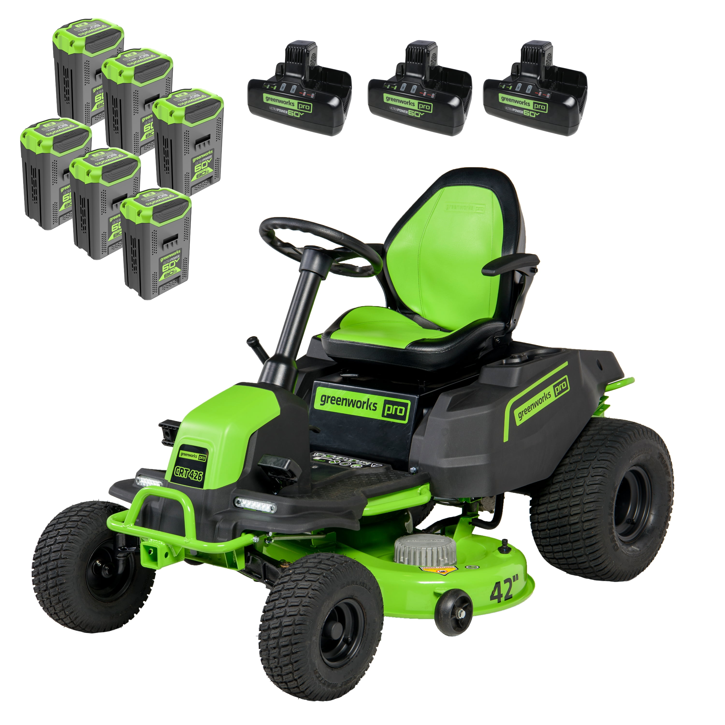 Greenworks 60V 42" Cordless Battery CrossoverT Riding Lawn Mower w/ Six