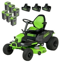 Greenworks 60V 42" Cordless Battery CrossoverT Riding Lawn Mower with Six (6) 8.0Ah Batteries & Three (3) Dual Port Turbo Chargers 7409002