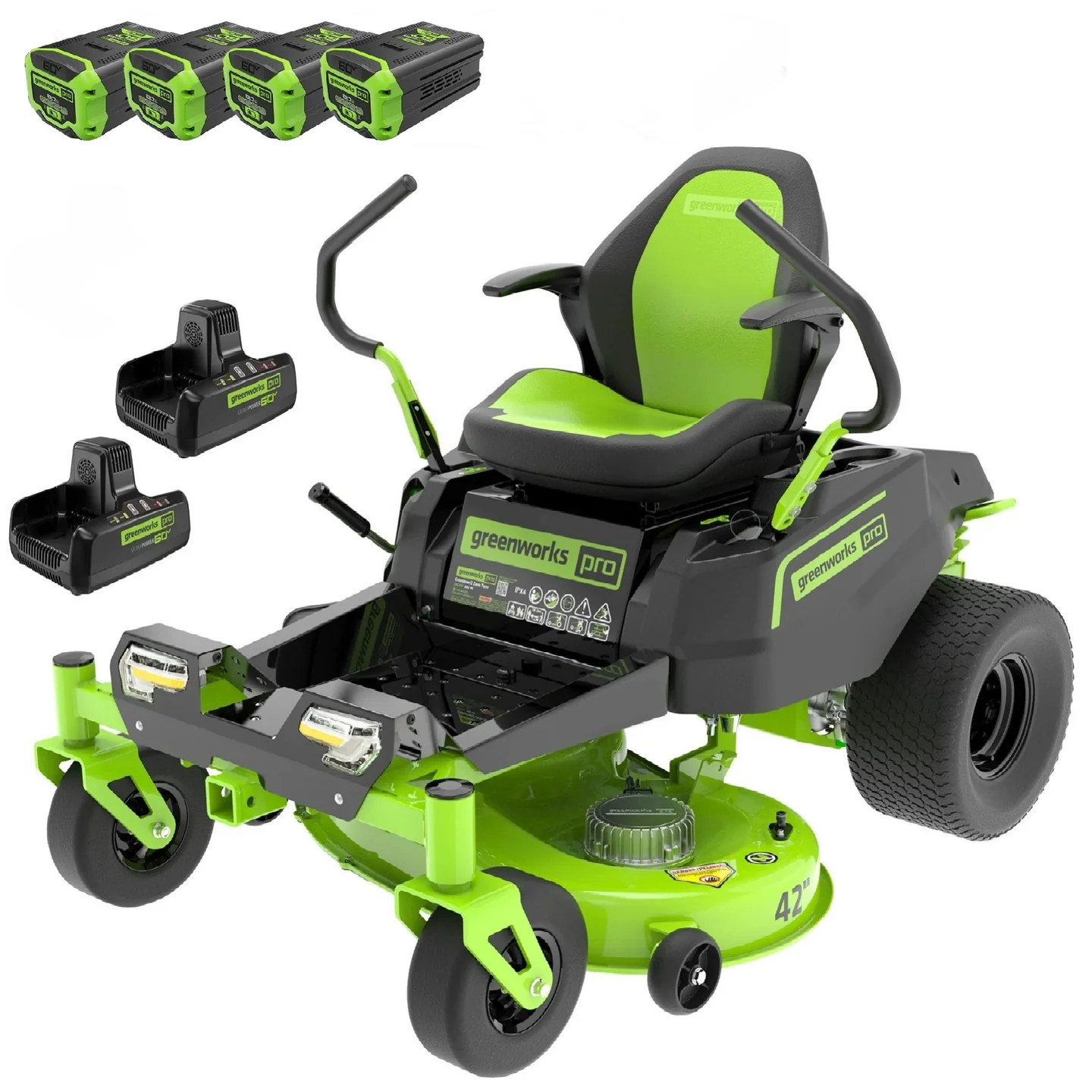 Greenworks 60V 42” Electric CrossoverZ Zero Turn Mower with (4) 8 Ah Batteries and (2) Dual Port Turbo Chargers - image 1 of 6