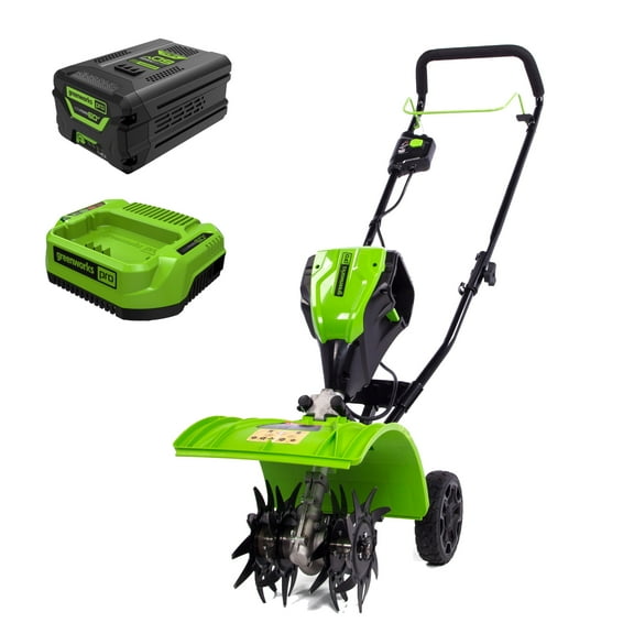 Greenworks 60V 8" Cordless Cultivator / Tiller with 4.0Ah Battery and Charger