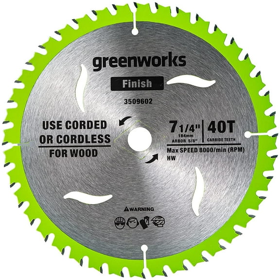Greenworks 7-1/4-inch 40 Carbide Teeth Circular Saw Blade