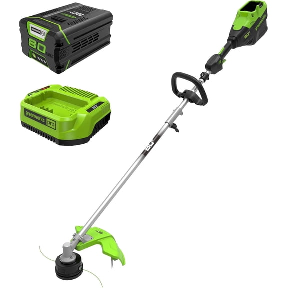 Greenworks 80V 16" Brushless Cordless (Attachment Capable) String Trimmer, 2.5Ah Battery and Charger Included