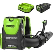 Greenworks 80V 180 MPH / 610 CFM / 75+ Compatible Tools Cordless Brushless Backpack Blower, 5.0Ah Battery and Rapid Charger Included