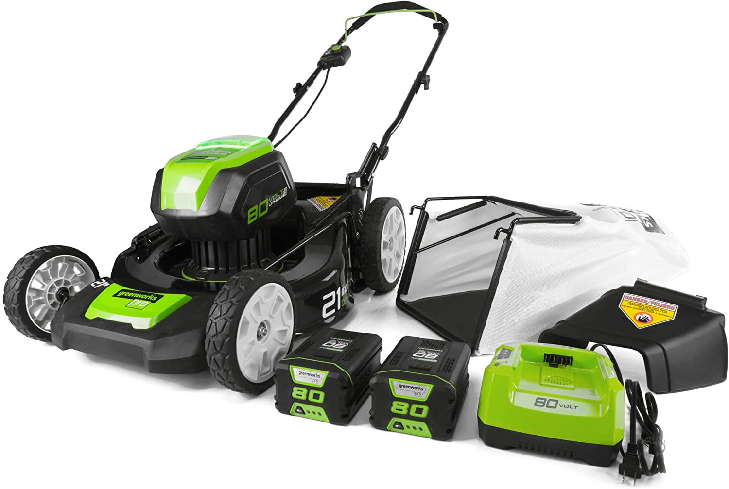 Greenworks Pro 80V 21-inch Walk-Behind Lawn Mower with (2) 2.0 Ah Batteries and Charger, 2500402