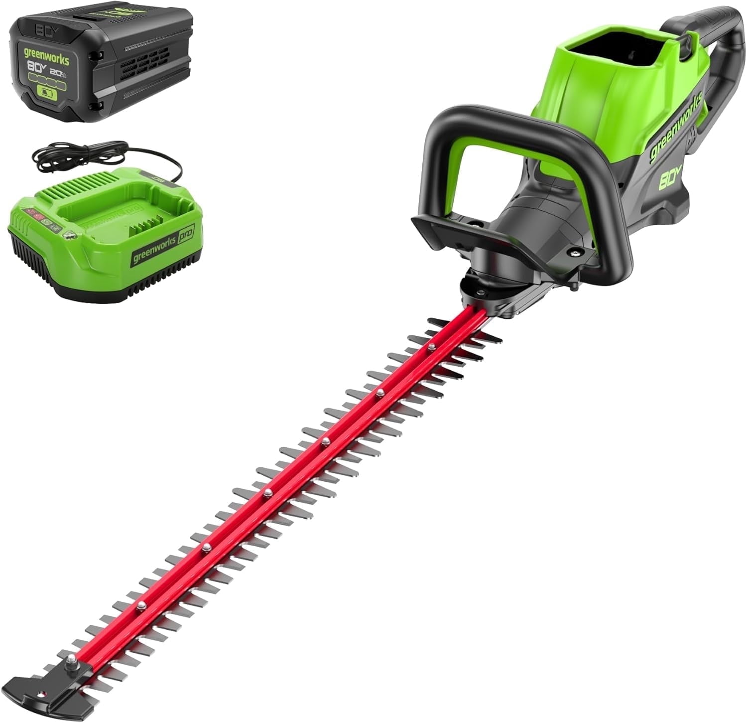 Greenworks 80V 26" Brushless Hedge Trimmer, 2.0Ah Battery and 2A Charger