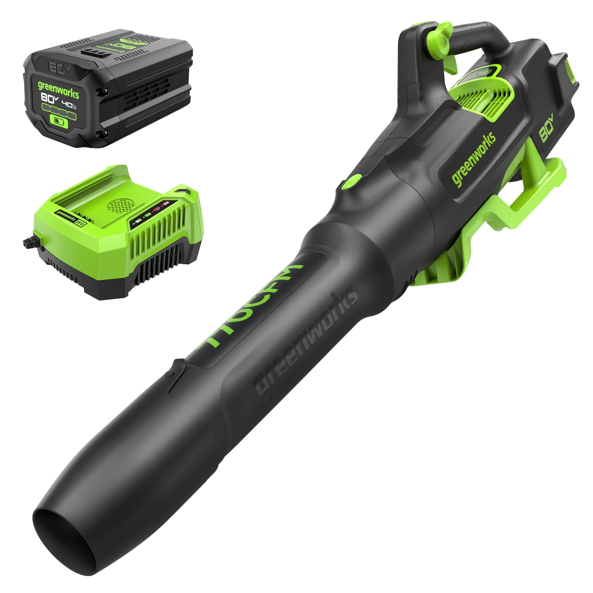 Greenworks 80V 770 CFM Handheld Cordless Leaf Blower, W/4.0Ah Battery and 60 Minute Rapid Charger