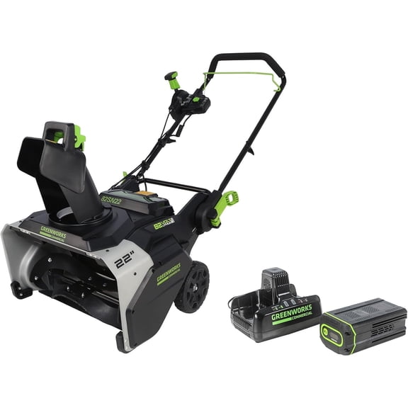 Greenworks 82V 22" Snow Thrower, 5.0Ah Battery + Dual Port Charger