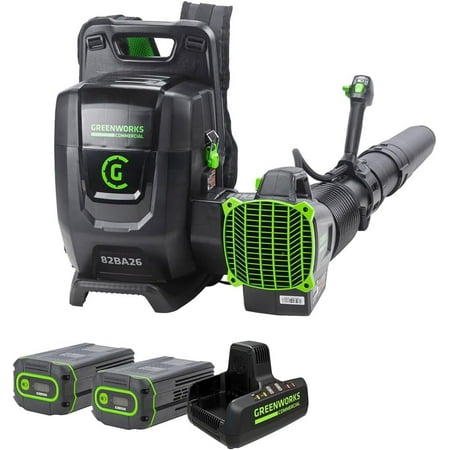 Greenworks 82BA26-52DP 82V Dual Port Backpack Blower, (2) 5.0Ah Batteries + Dual Port Charger
