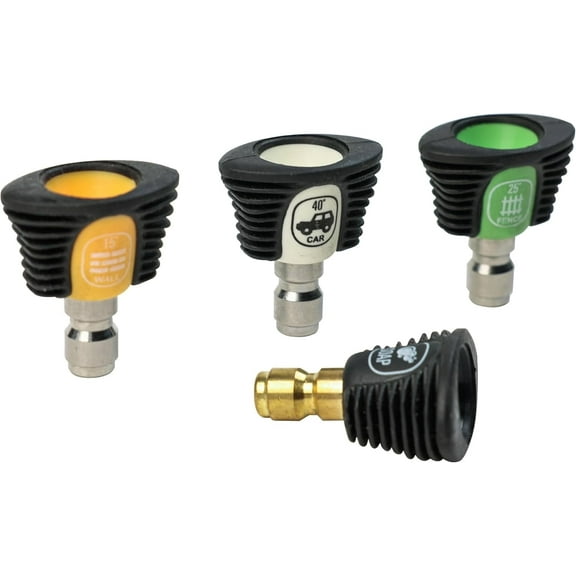 Greenworks Rubber Grib Pressure Washer Nozzle Set. Includes The Soap, 15,25, and 40 Degree Nozzles