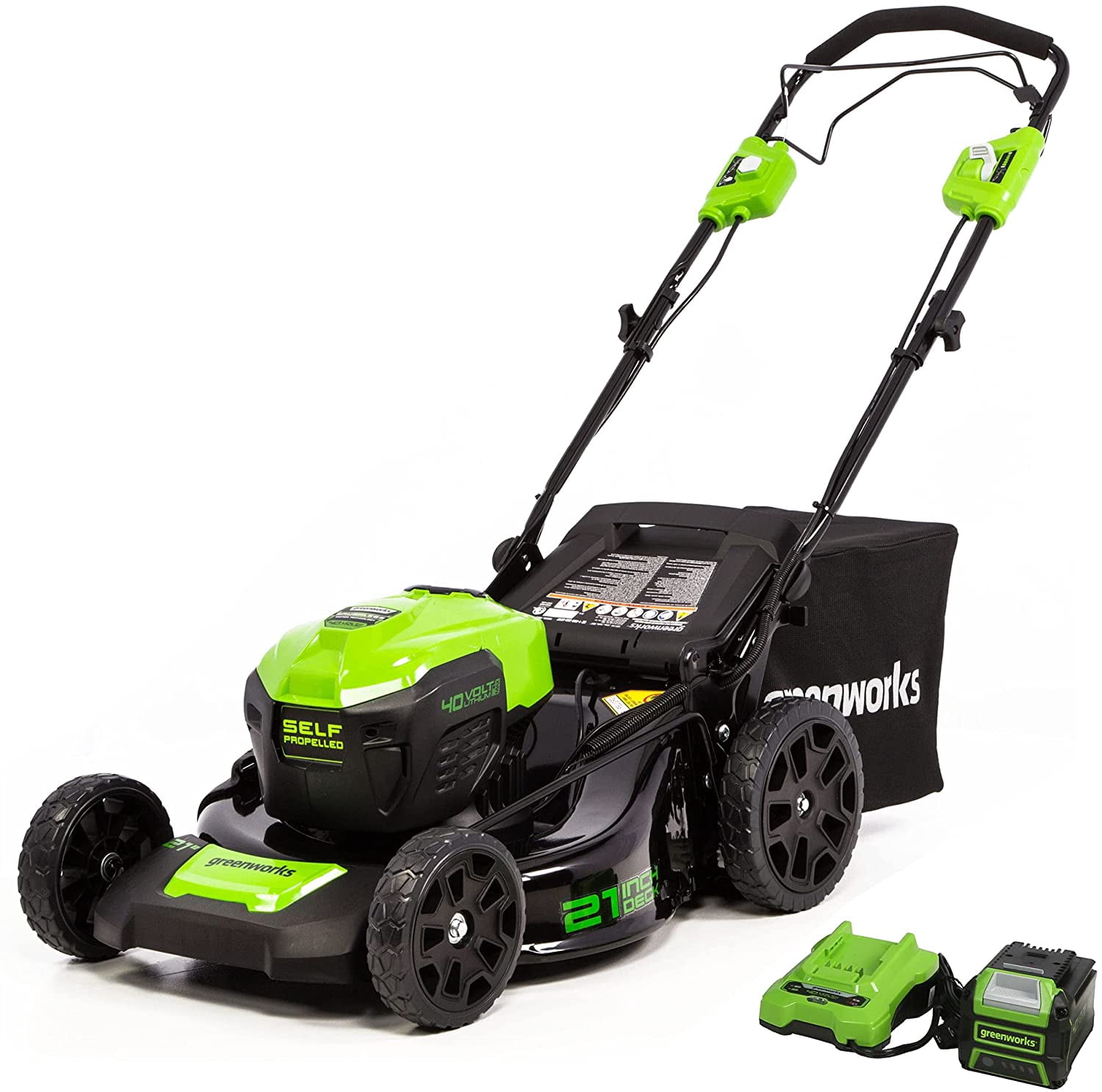 Greenworks 40V 21" Brushless Cordless (Self-Propelled) Lawn Mower, 5.0Ah Battery and Charger Included