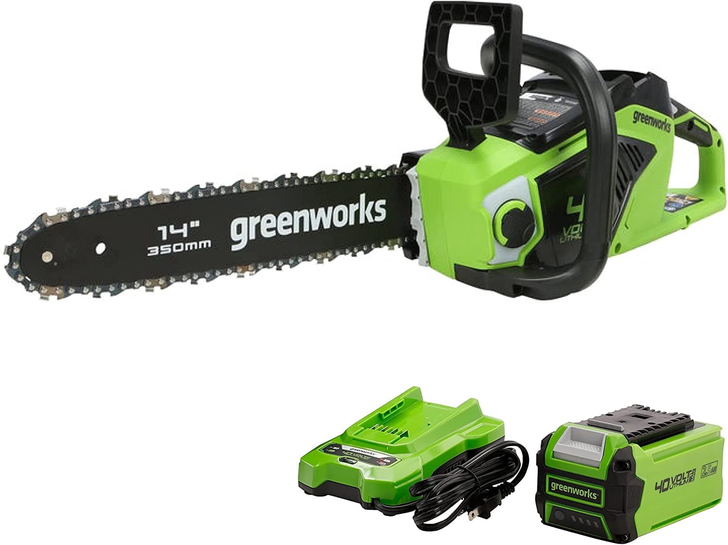 Greenworks Tools 273255 14 in. 40V Brushless Chainsaw with 2.5Ah Battery & Charger