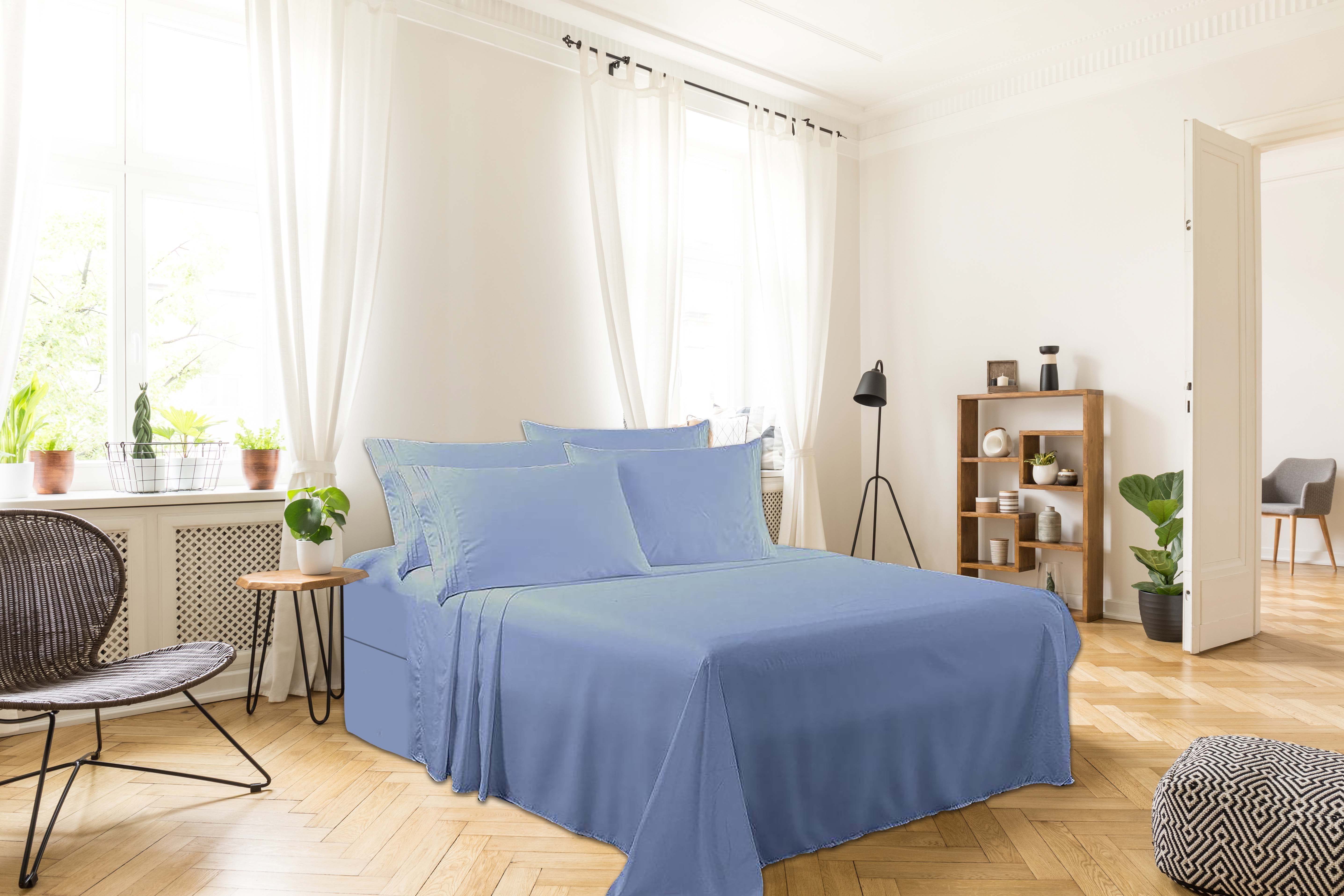 Greeny Green Luxury 1800 Bamboo Ultra Soft Sheet Set – Wrinkle Free, Deep Pocket, Machine Washable, Hypoallergenic, Fade Resistant Bedding Set - 6 Piece Set (Queen, Blue)