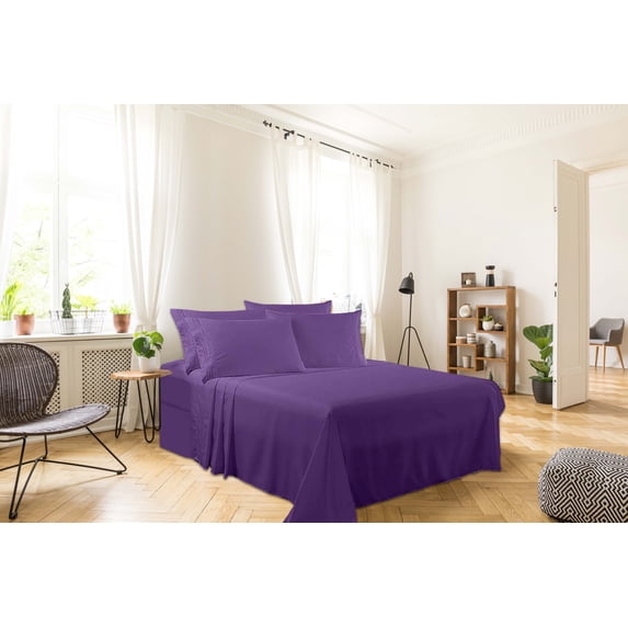 Greeny Green Luxury 1800 Bamboo Ultra Soft Sheet Set – Wrinkle Free, Deep Pocket, Machine Washable, Hypoallergenic, Fade Resistant Bedding Set - 6 Piece Set (Queen, Purple)
