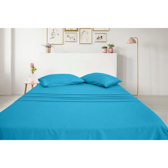 Greeny Green Luxury 1800 Bamboo Ultra Soft Sheet Set – Wrinkle Free, Deep Pocket, Machine Washable, Hypoallergenic, Fade Resistant Bedding Set - 4 Piece Set (Queen, Aqua)