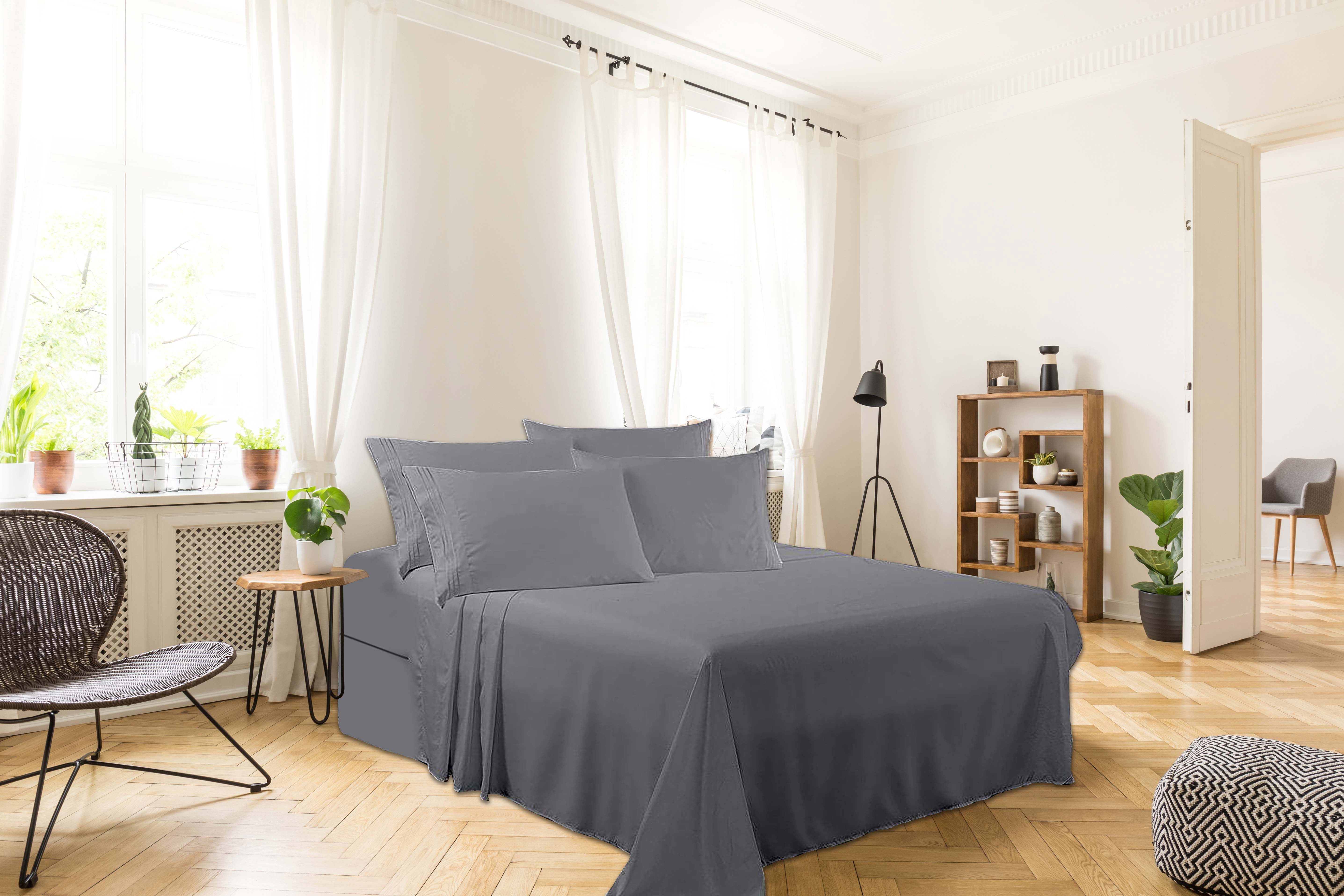 Greeny Green Luxury 1800 Bamboo Ultra Soft Sheet Set – Wrinkle Free, Deep Pocket, Machine Washable, Hypoallergenic, Fade Resistant Bedding Set - 6 Piece Set (Queen, Gray)