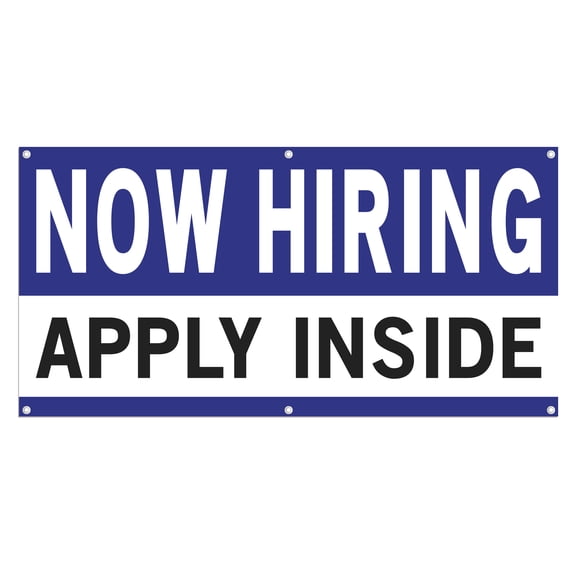 Greenyef Graphics 13 oz Heavy Duty Vinyl Banner Now Hiring Apply Inside Sign