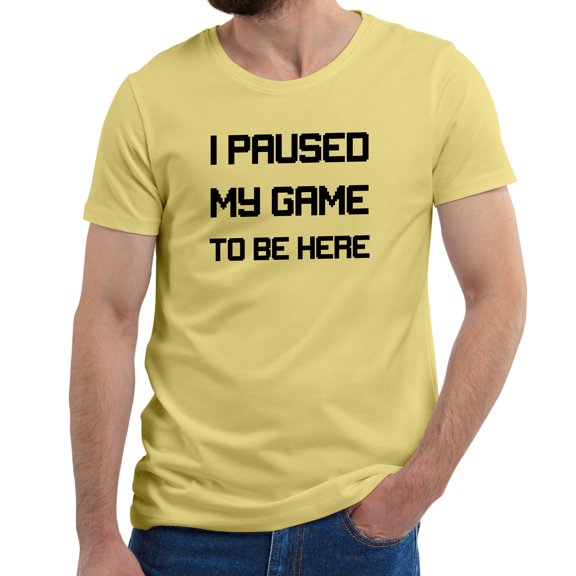 Greenyef Graphics I Paused My Game to Be Here Gamer Gift Funny Tee Men's T-Shirt Style-10 (Cornsilk & Black, X-Large)