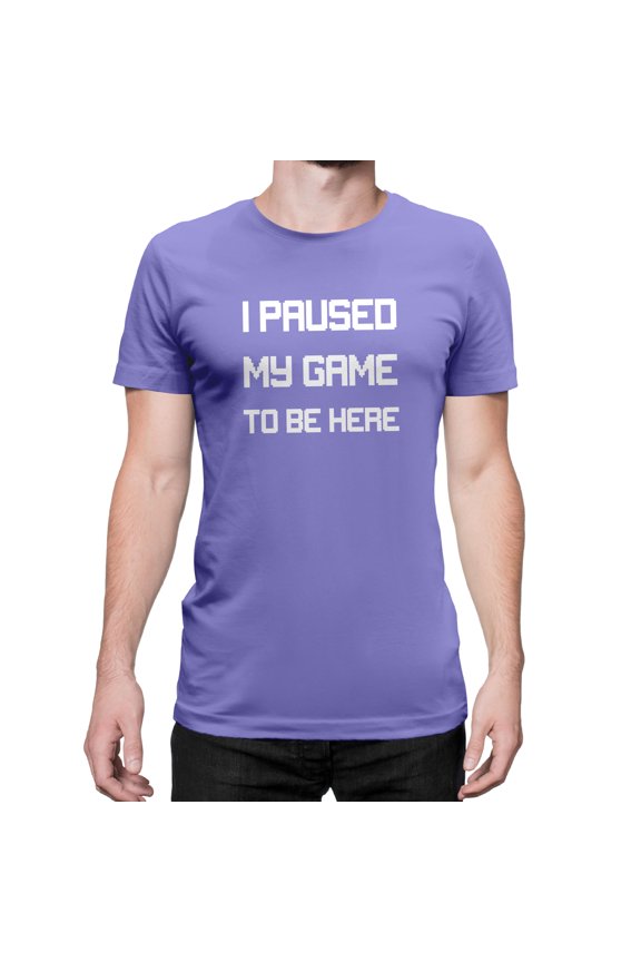 I Paused My Game to Be Here Gamer Gift Funny Tee Men's T-Shirt Style-10 (Violet & White, Medium)