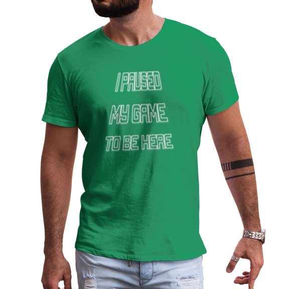 Greenyef Graphics I Paused My Game to Be Here Gamer Gift Funny Tee Men's T-Shirt Style-13 (Antique Irish & White, X-Large)