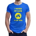 thumbnail image 1 of Greenyef Graphics I Paused My Game to Be Here Gamer Gift Funny Tee Men's T-Shirt Style-27 (Royal Blue & Yellow, Medium), 1 of 6