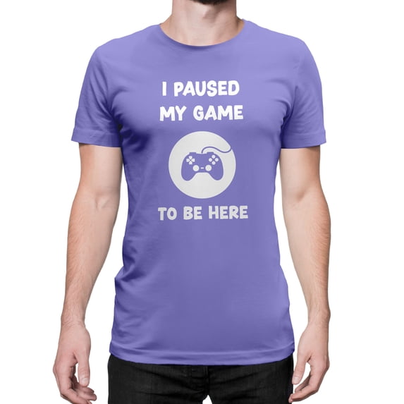 Greenyef Graphics I Paused My Game to Be Here Gamer Gift Funny Tee Men's T-Shirt Style-27 (Violet & White, X-Large)