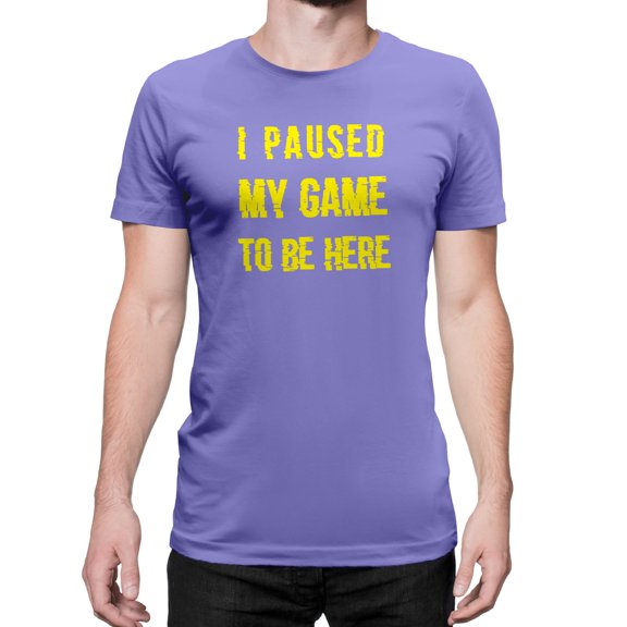 Greenyef Graphics I Paused My Game to Be Here Gamer Gift Funny Tee Men's T-Shirt Style-31 (Violet & Yellow, Large)