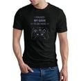 thumbnail image 1 of Greenyef Graphics I Paused My Game to Be Here Gamer Gift Funny Tee Men's T-Shirt Style-42 (Black & Violet, X-Large), 1 of 6