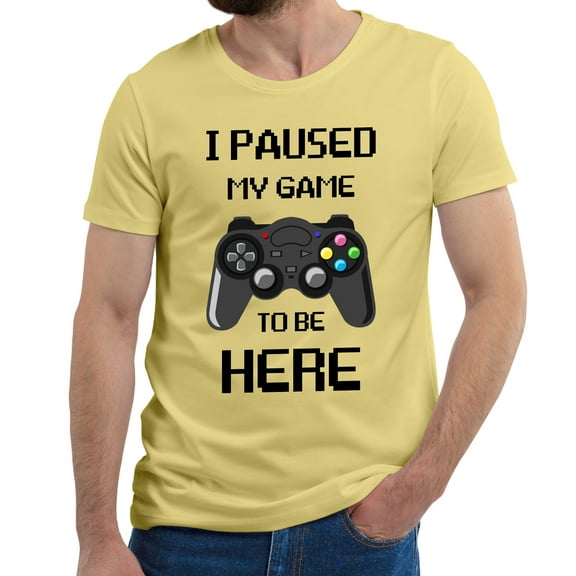 Greenyef Graphics I Paused My Game to Be Here Video Gamer Gift for Men Teenagers Gaming Funny Graphic T-Shirt Style-16 (Cornsilk, X-Large)