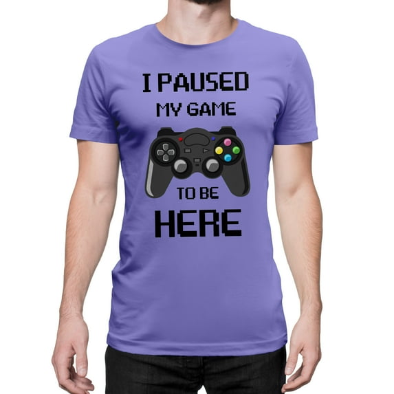 Greenyef Graphics I Paused My Game to Be Here Video Gamer Gift for Men Teenagers Gaming Funny Graphic T-Shirt Style-16 (Violet, X-Large)