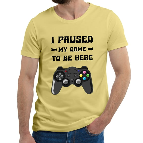 Greenyef Graphics I Paused My Game to Be Here Video Gamer Gift for Men Teenagers Gaming Funny Graphic T-Shirt Style-19 (Cornsilk, X-Large)